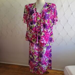 Vintage 2 pc Floral Dress Set / Colorful / Estimates Medium To Large